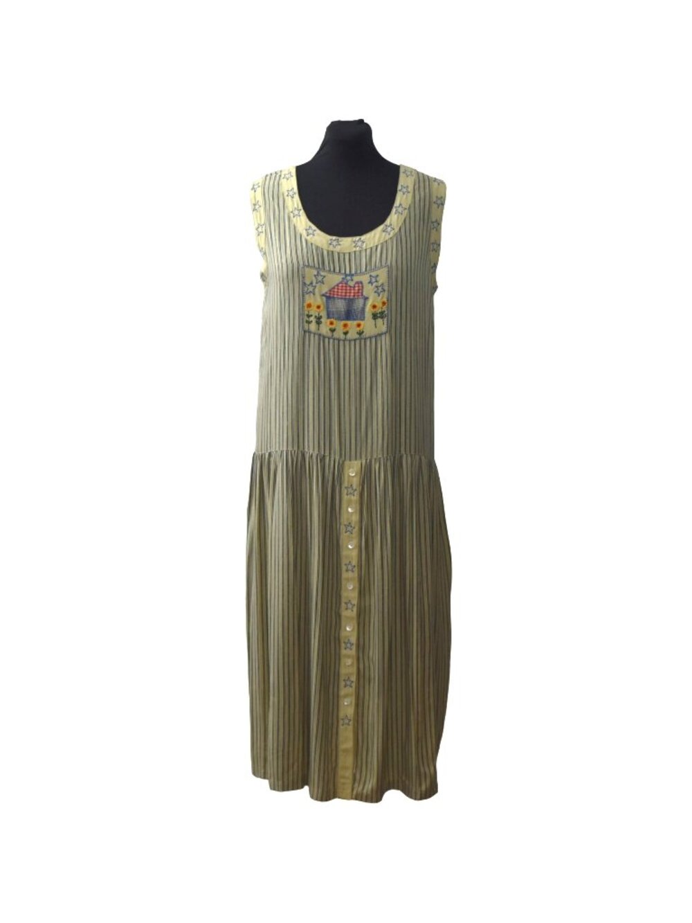 Vintage Papy Boez Emboirdered Midi Dress Jumper Womens M L Cottagecore Teacher